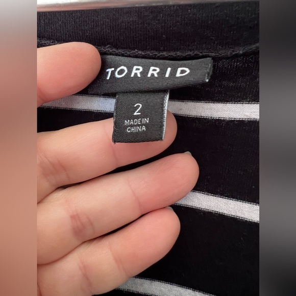 Torrid Black Stripe Raglan Jersey Skater Dress. Plus size 2 - Picture 3 of 5